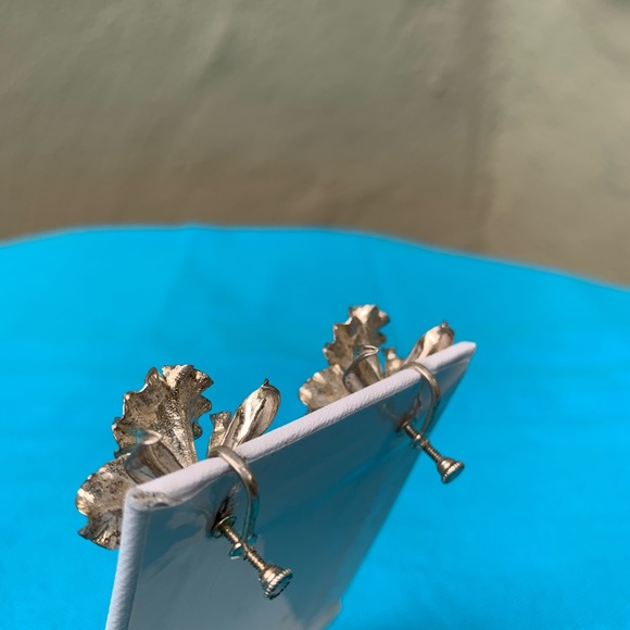 Vintage Sterling Orchid Earrings - Picture 2 of 4